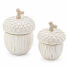 Sylvie off-white porcelain acorn jars in small and large sizes