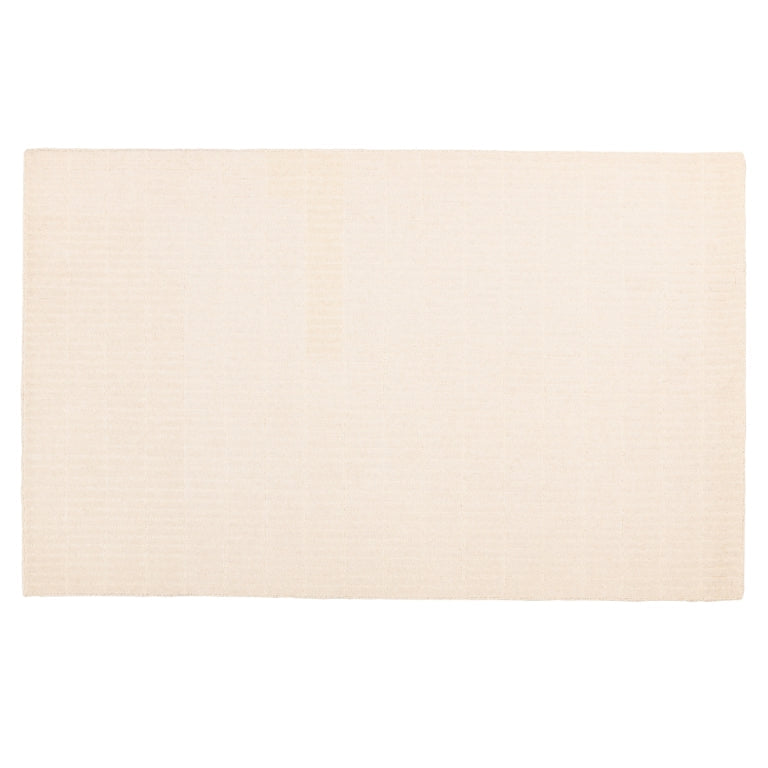 Full view of the Tessera Hand-Tufted Wool Grid Rug in ivory with a soft tonal linear grid pattern.