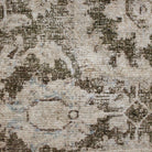 Close-up of a rug with floral pattern in beige and brown tones