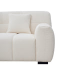 Close-up of the boucle Gummy Sofa armrest on a white background