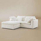 Ultra softness modular sofa two seater with ottoman on a beige studio  background