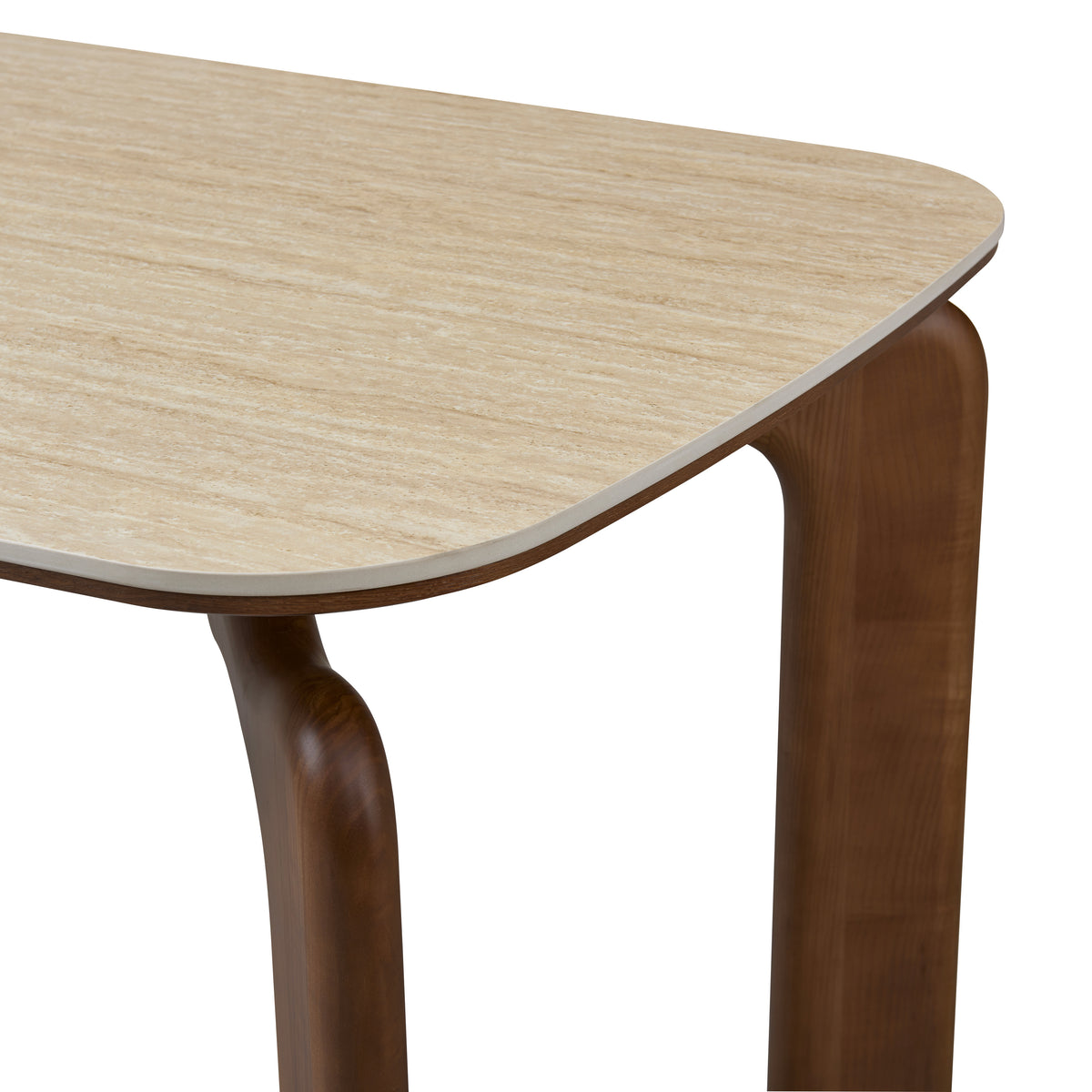 Detail close-up of the corner of the Valencia Dining Table