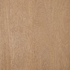 Material swatch showing the light brown mango wood grain used on the Varelle Carved Mango Wood Square Side Table.