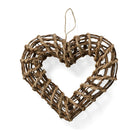 Natural woven heart wall decoration in brown vine, grass, and rope